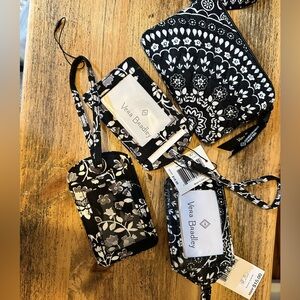 Vera Bradley Travel luggage tags with small zip wallet Black and white